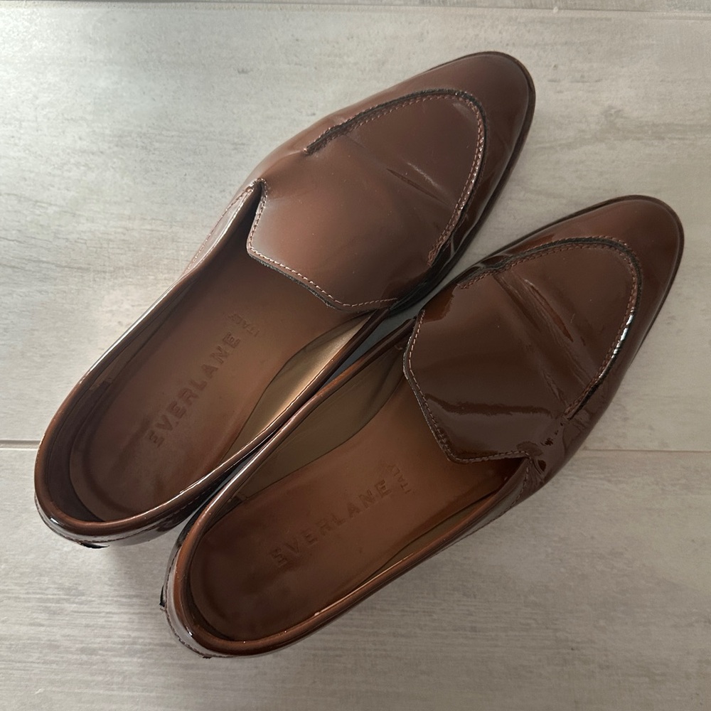 Everlane Patent Leather Brown Loafers - Size 8